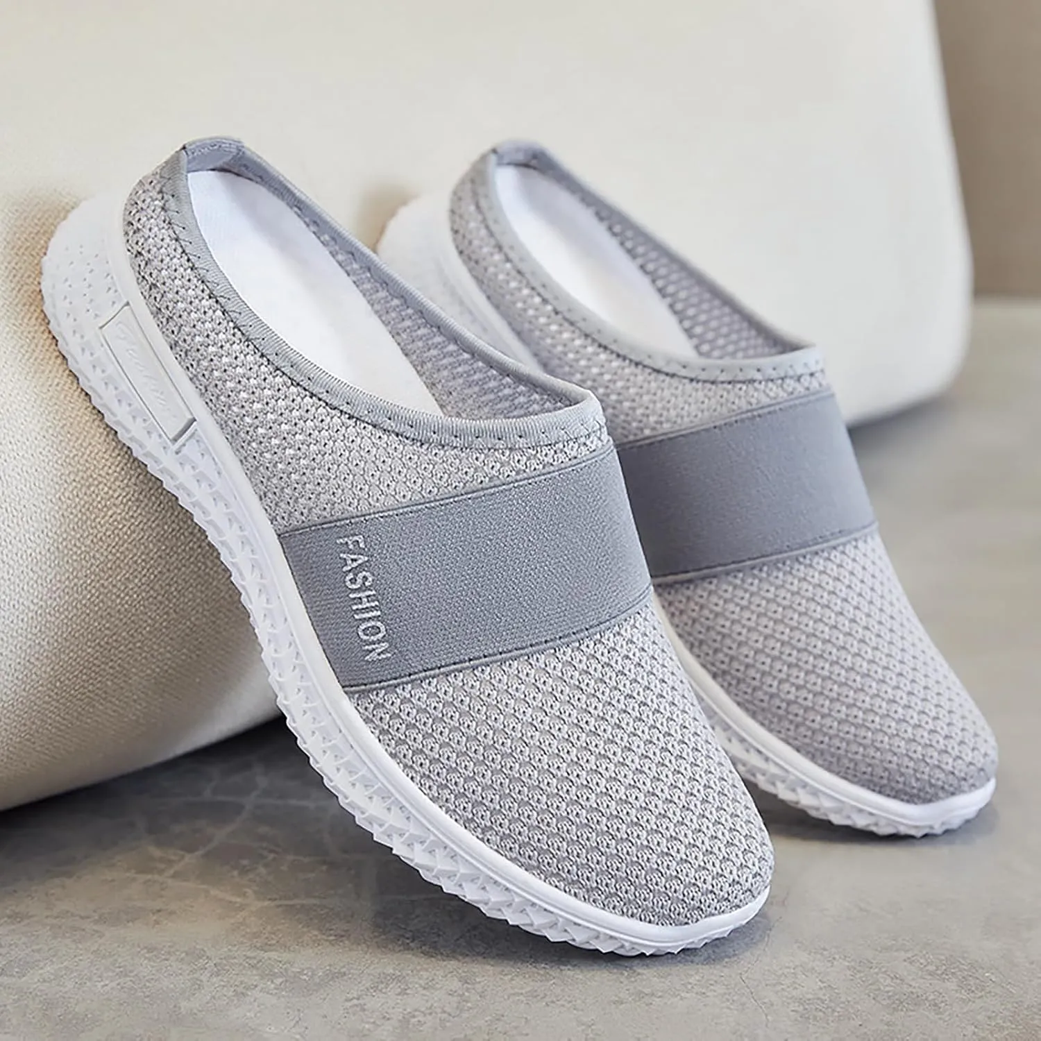 Mules Clogs for Women Diabetic Air-Cushion Slip-On Walking Shoes Lightweight Platform Mesh Mules Sneaker Sandals Orthopedic Slippers Backless Sneakers