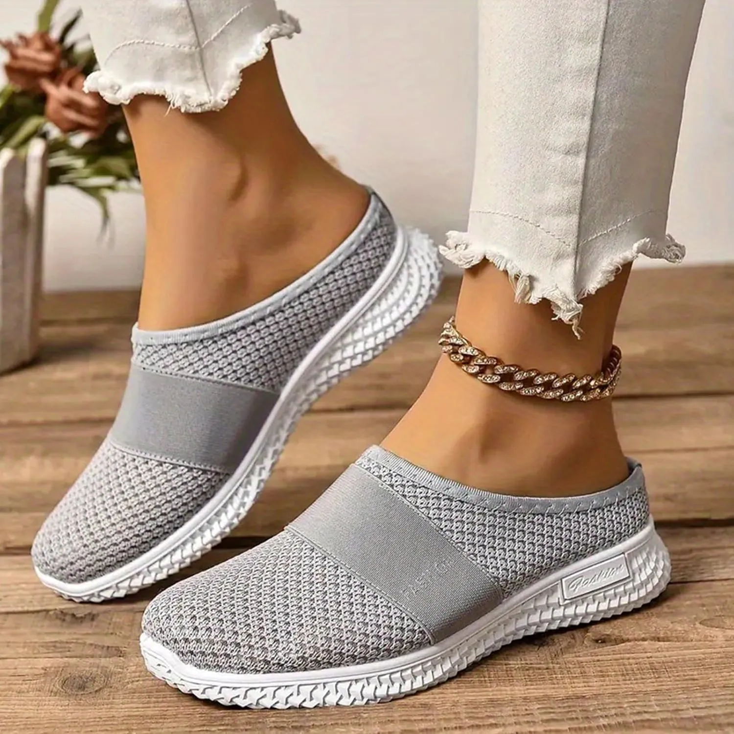 Mules Clogs for Women Diabetic Air-Cushion Slip-On Walking Shoes Lightweight Platform Mesh Mules Sneaker Sandals Orthopedic Slippers Backless Sneakers