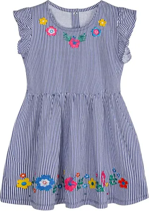 Mumetaz Toddler Girls Dress Ruffle Sleeveless Embroidery Floral Dress Casual Striple Summer Beach Sundress 1-6T