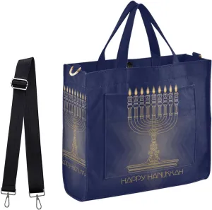 Naanle Vintage Happy Hanukkah Holiday Satchel Bag Hobo Crossbody Tote for Work Shopping