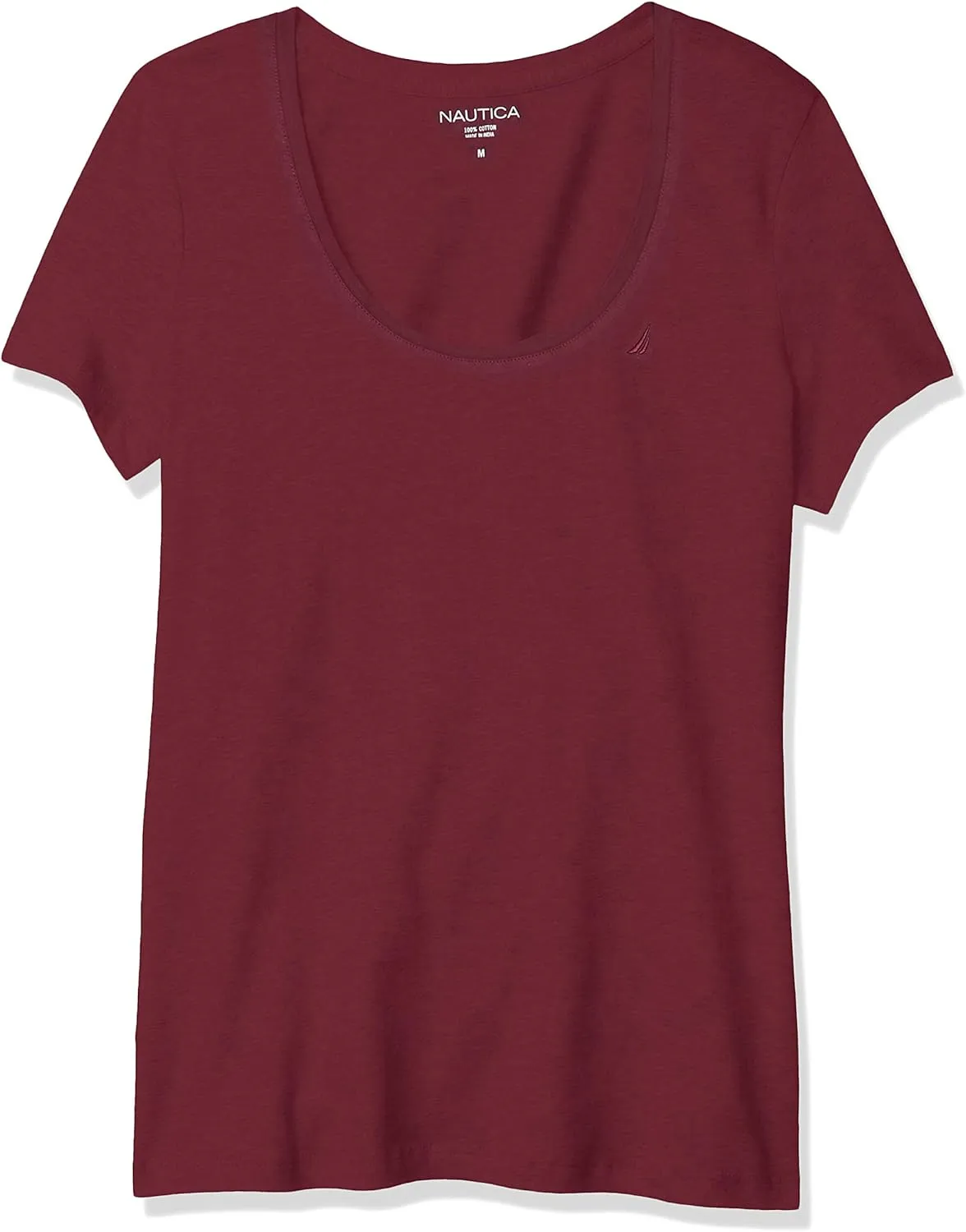 Nautica Women's Easy Comfort Scoop Neck Supersoft 100% Cotton Solid T-Shirt