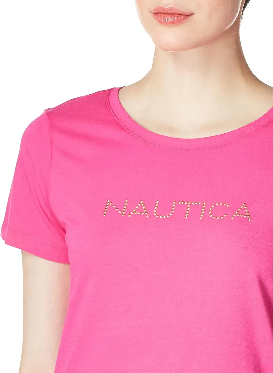 Nautica Women's Easy Comfort Supersoft 100% Cotton Classic Logo T-Shirt