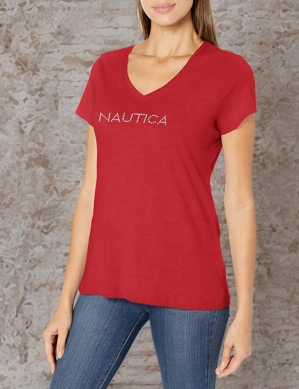 Nautica Women's Easy Comfort Supersoft 100% Cotton Classic Logo T-Shirt