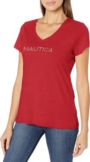 Nautica Women's Easy Comfort Supersoft 100% Cotton Classic Logo T-Shirt