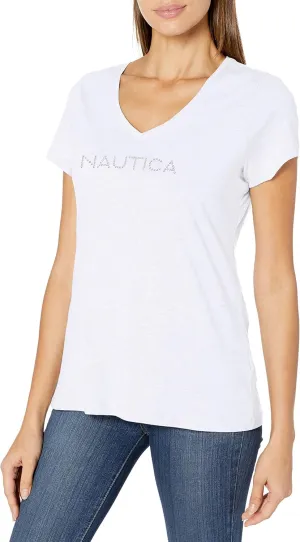 Nautica Women's Easy Comfort Supersoft 100% Cotton Classic Logo T-Shirt