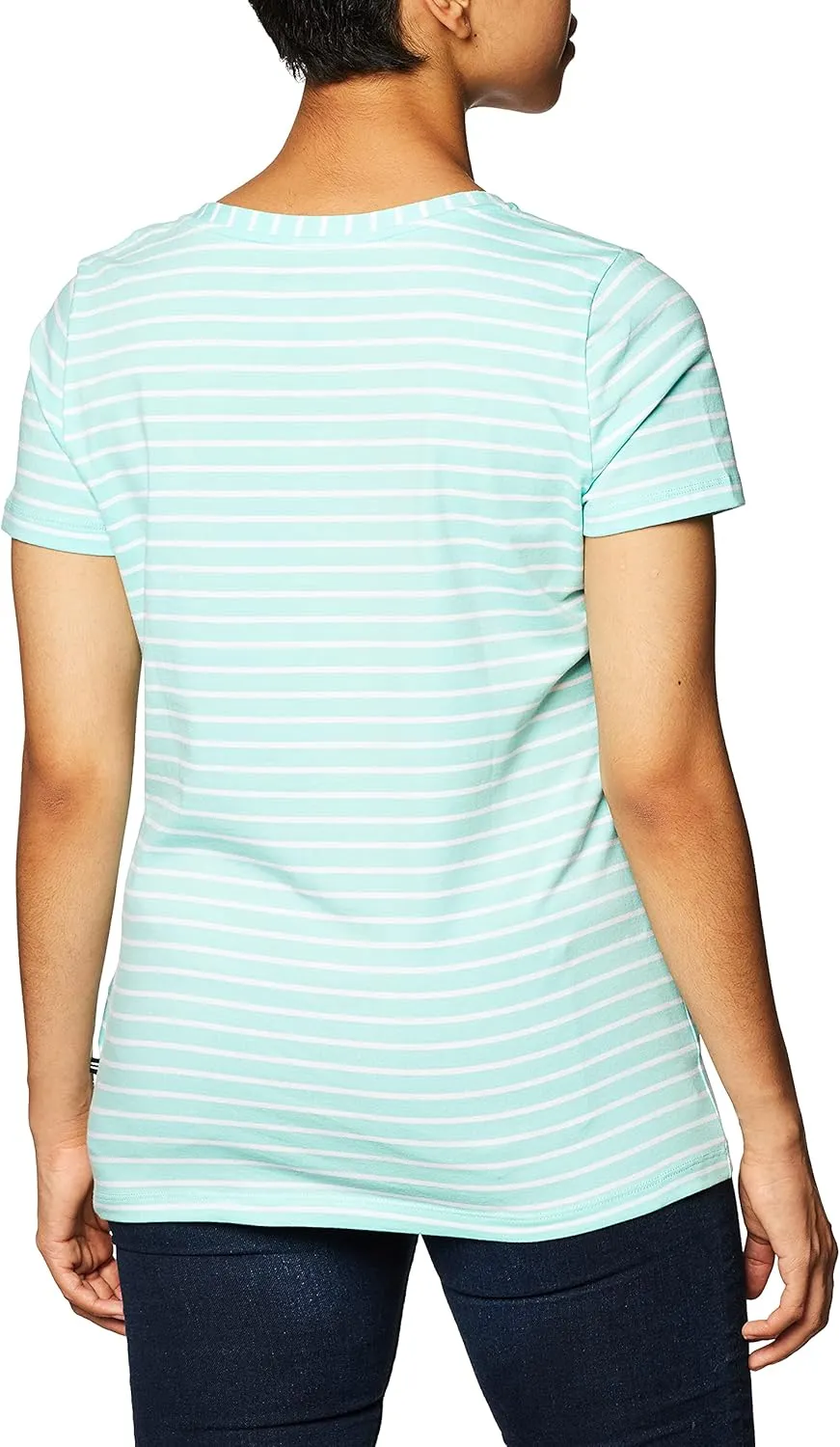 Nautica Women's Easy Comfort V-Neck Striped Supersoft Stretch Cotton T-Shirt