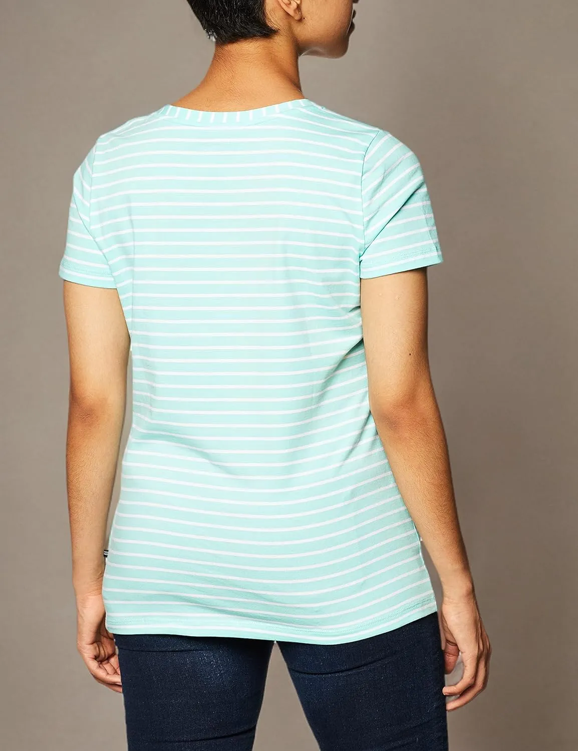 Nautica Women's Easy Comfort V-Neck Striped Supersoft Stretch Cotton T-Shirt