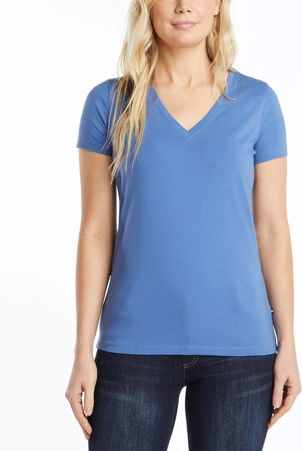 Nautica Women's Easy Comfort V-Neck Supersoft Stretch Cotton T-Shirt