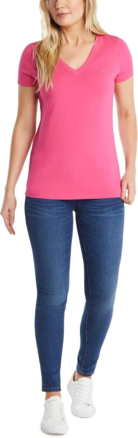 Nautica Women's Easy Comfort V-Neck Supersoft Stretch Cotton T-Shirt