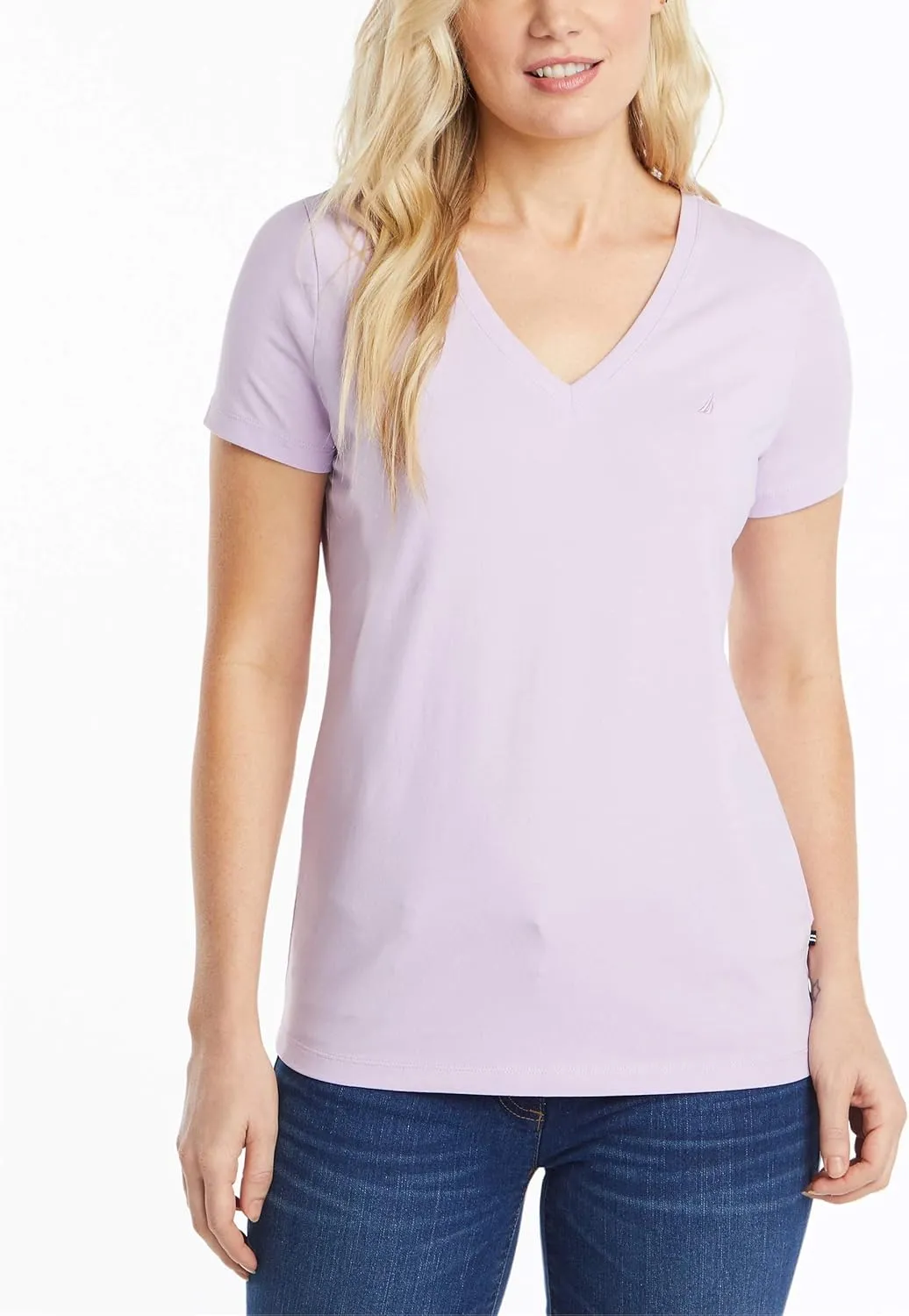 Nautica Women's Easy Comfort V-Neck Supersoft Stretch Cotton T-Shirt