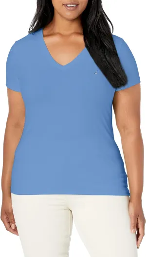 Nautica Women's Easy Comfort V-Neck Supersoft Stretch Cotton T-Shirt