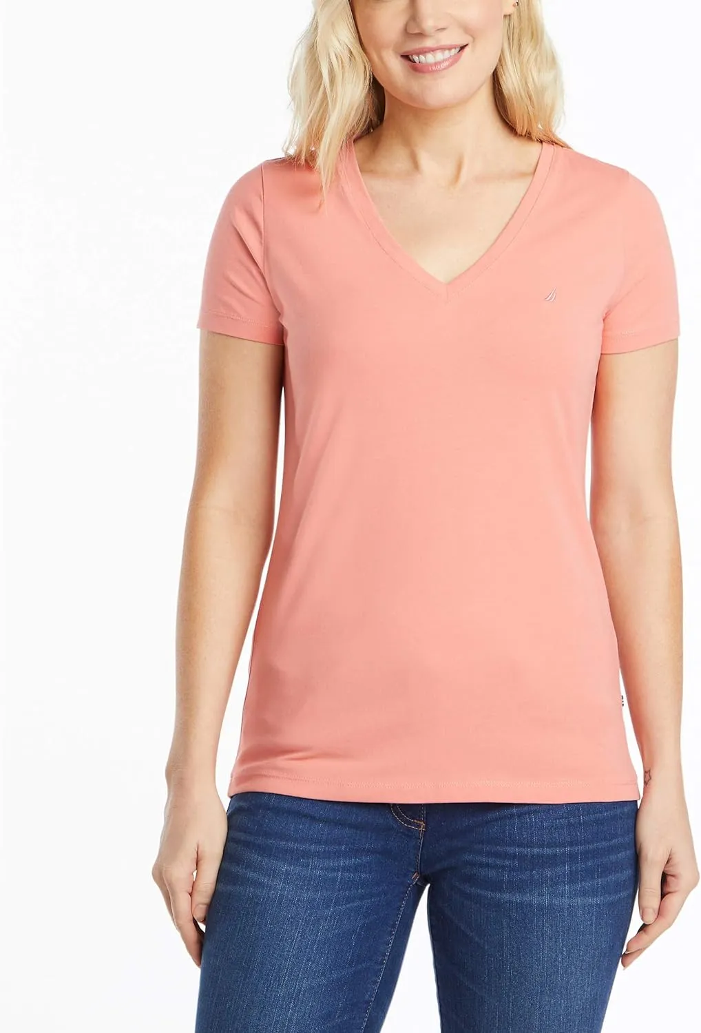 Nautica Women's Easy Comfort V-Neck Supersoft Stretch Cotton T-Shirt