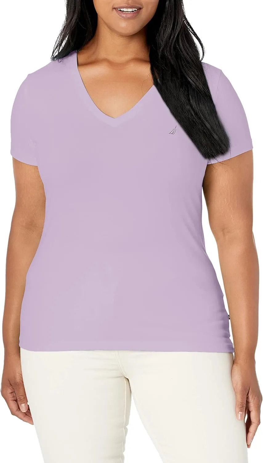Nautica Women's Easy Comfort V-Neck Supersoft Stretch Cotton T-Shirt