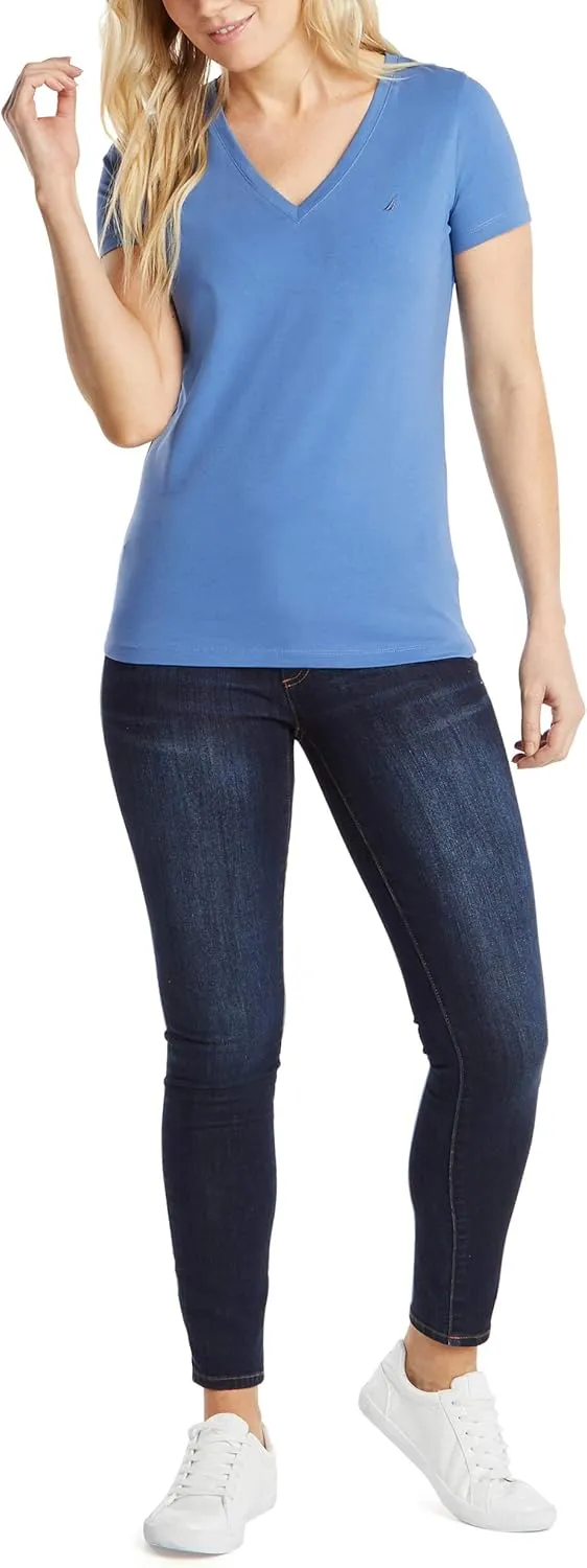 Nautica Women's Easy Comfort V-Neck Supersoft Stretch Cotton T-Shirt