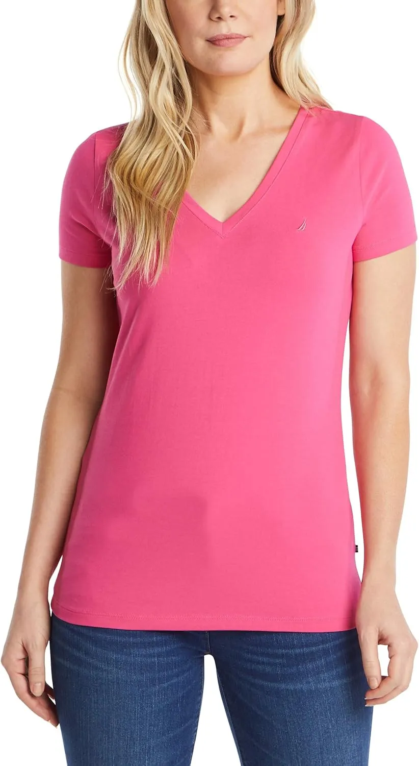 Nautica Women's Easy Comfort V-Neck Supersoft Stretch Cotton T-Shirt