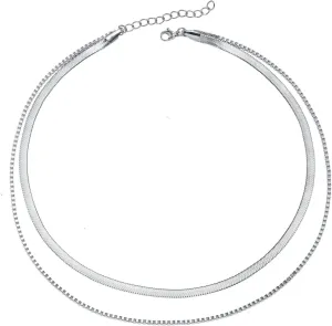Necklaces for Women Silver,Stainless Steel Chain Necklaces for Women Double Layer Chain Necklace Chain Silver