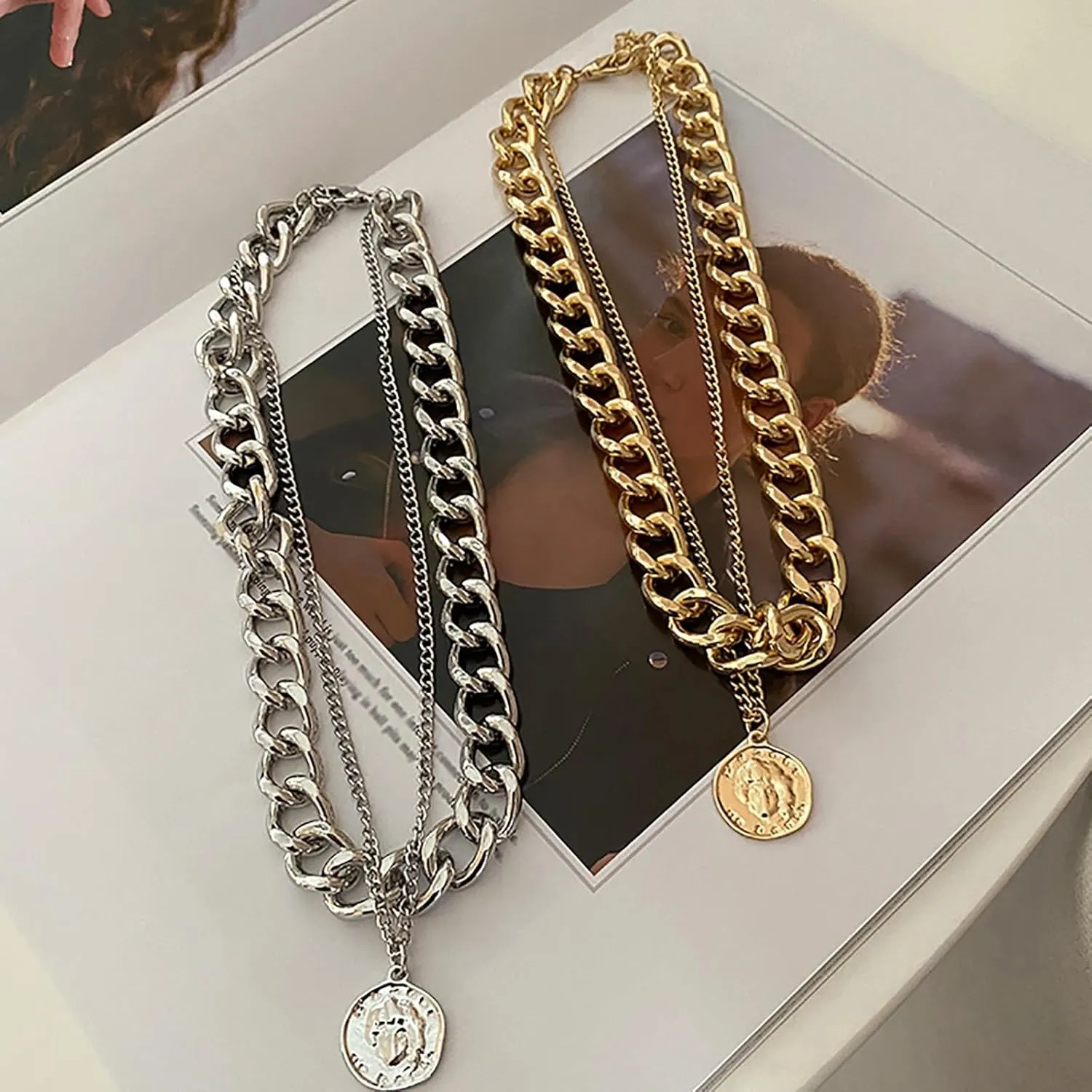 Necklaces for Women, Women's Necklaces, Double-Layer Alloy Necklace, 36cm   5cm Adjustable Extension Chain for Women