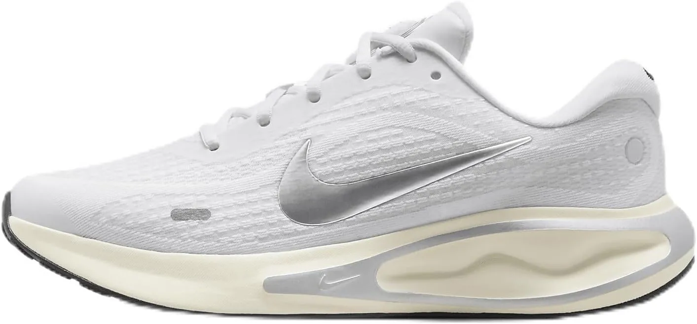 Nike Journey Run Women's Road Running Shoes (FJ7765-104, White/Platinum Tint/Coconut Milk/Metallic Silver) Size 10