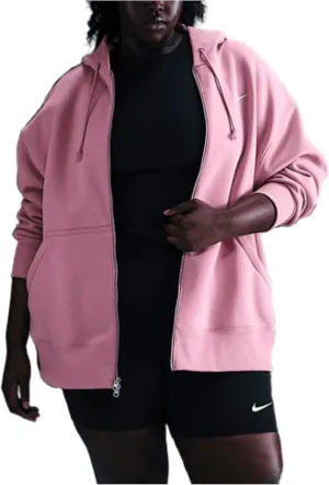 Nike Sportswear Phoenix Fleece Women's Oversized Full-Zip Hoodie (Plus Size) (DV4979-699, Elemental Pink/Sail)