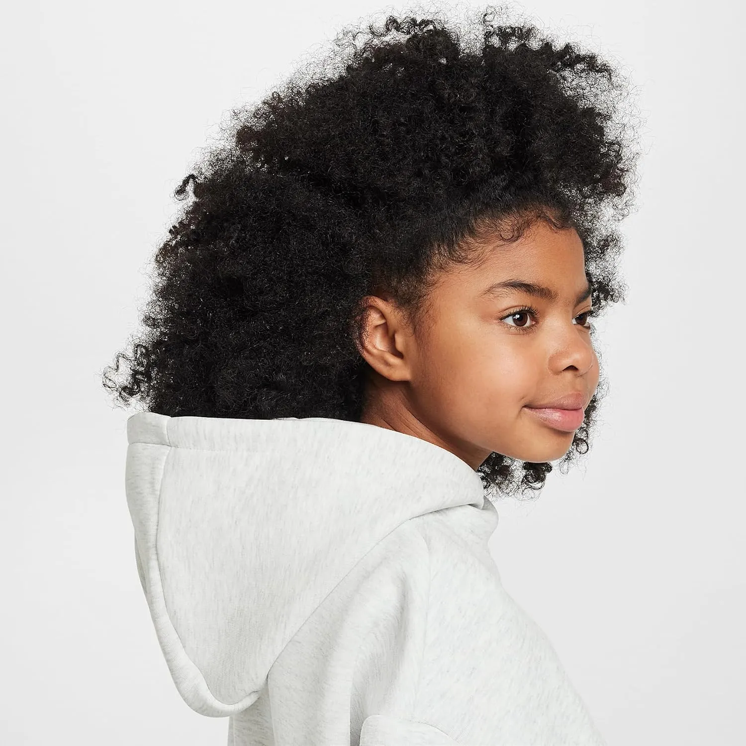 Nike Sportswear Tech Fleece Girls' Oversized Hoodie (HF8188-013, Light Grey/Heather/Black)