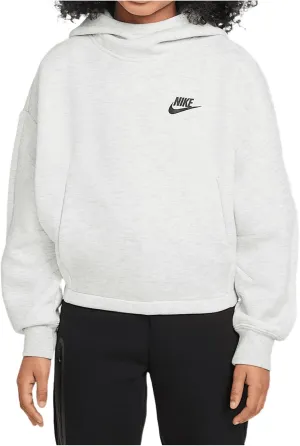 Nike Sportswear Tech Fleece Girls' Oversized Hoodie (HF8188-013, Light Grey/Heather/Black)