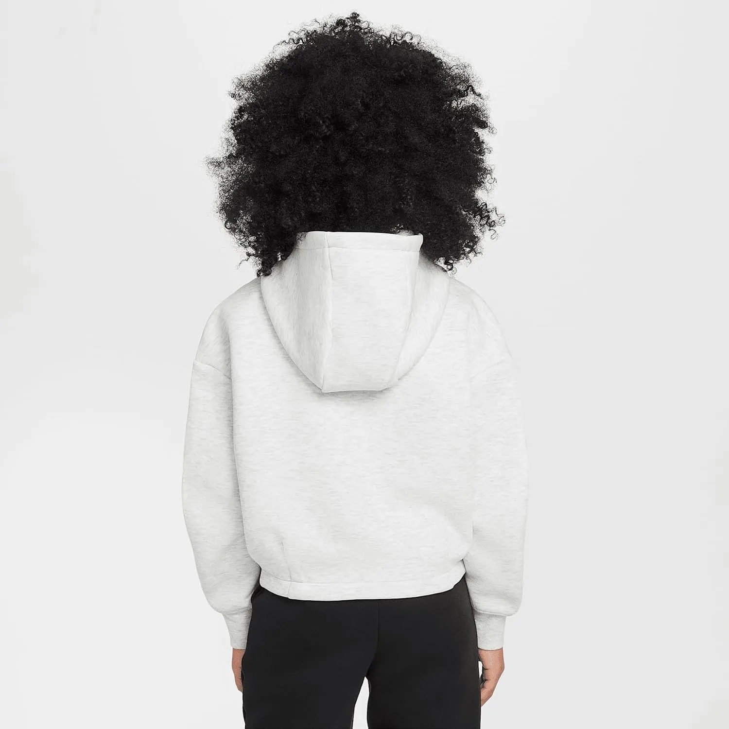 Nike Sportswear Tech Fleece Girls' Oversized Hoodie (HF8188-013, Light Grey/Heather/Black)