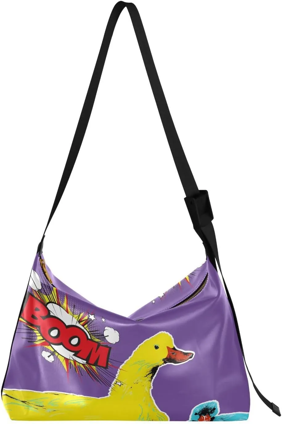 Oil Painting Funny Duck Hobo Crossbody Bags for Women Leather Large Shoulder Bag Cross Body Cool Trendy Womens Tote Bags Handbag for Travel Shopping