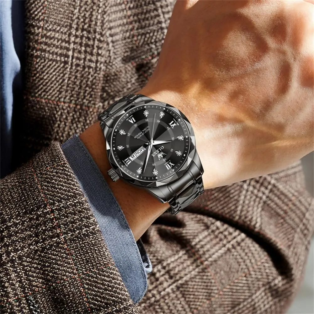 OLEVS Watches for Men,Mens Watch Large Wrist,Roman Numerals Men Watch,Chronograph Watches for Men,Luxury Watches for Men,Diamond Watches for Men,Men Watch Waterproof,Relojes para Hombres