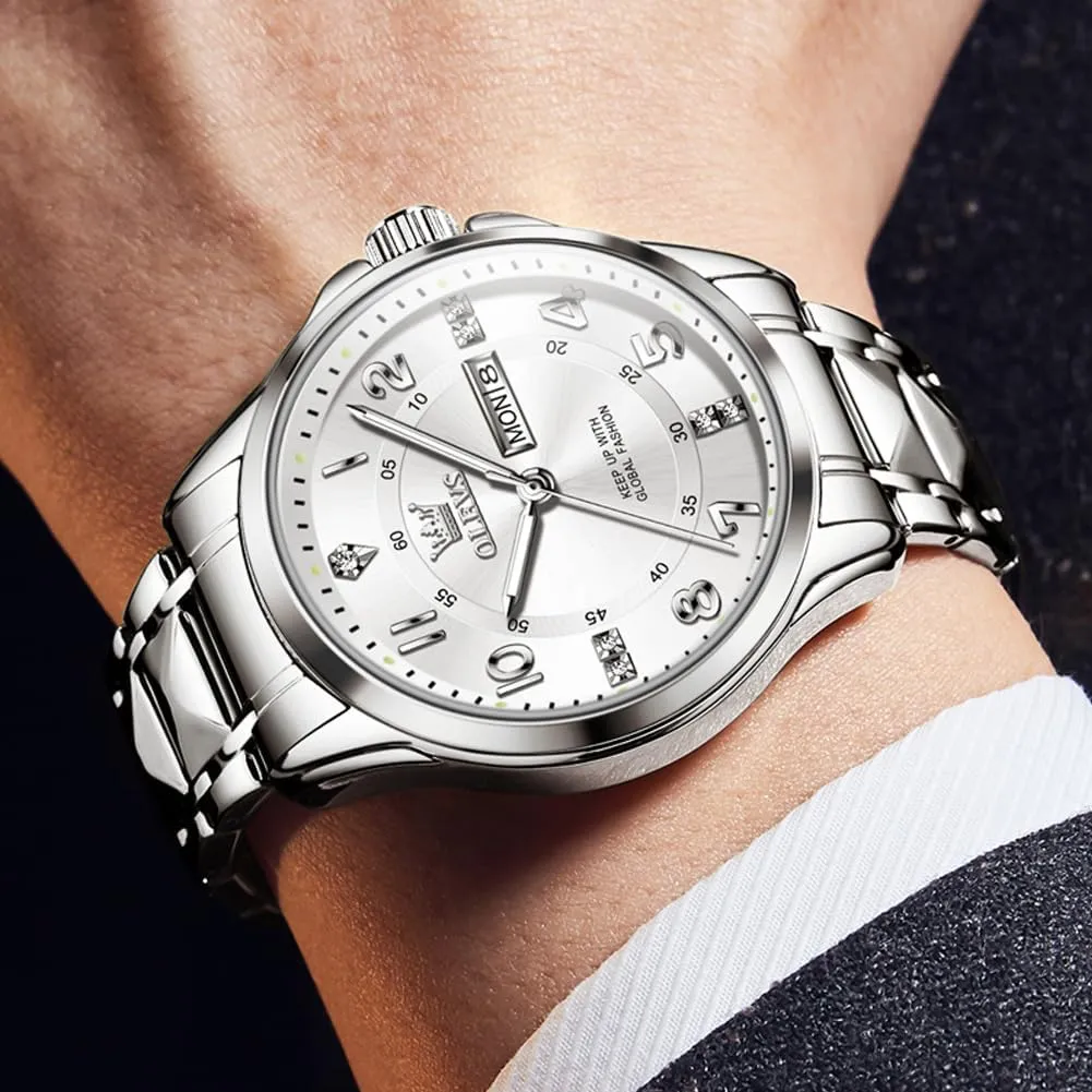 OLEVS Watches for Men,Mens Watch Large Wrist,Roman Numerals Men Watch,Chronograph Watches for Men,Luxury Watches for Men,Diamond Watches for Men,Men Watch Waterproof,Relojes para Hombres