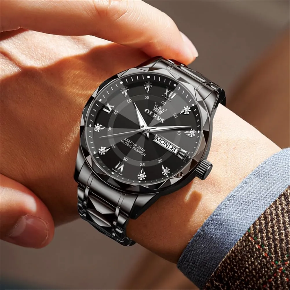 OLEVS Watches for Men,Mens Watch Large Wrist,Roman Numerals Men Watch,Chronograph Watches for Men,Luxury Watches for Men,Diamond Watches for Men,Men Watch Waterproof,Relojes para Hombres