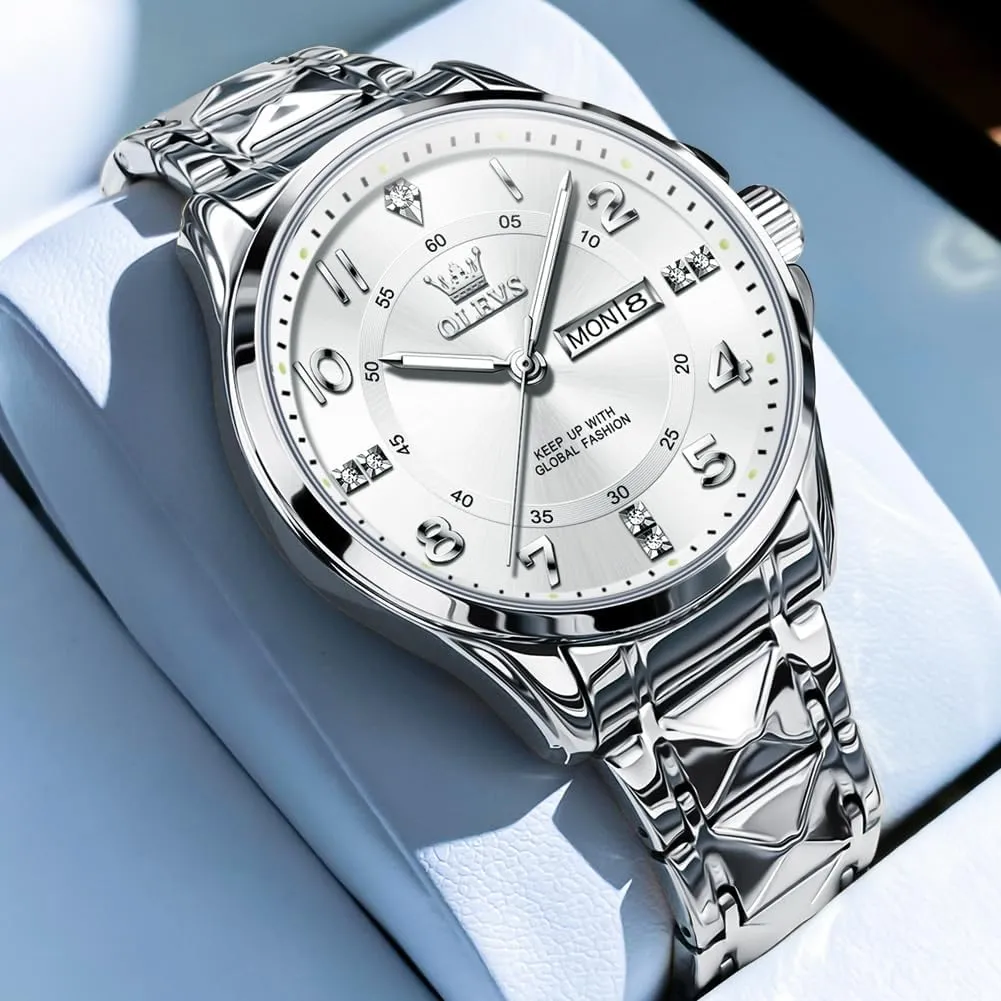 OLEVS Watches for Men,Mens Watch Large Wrist,Roman Numerals Men Watch,Chronograph Watches for Men,Luxury Watches for Men,Diamond Watches for Men,Men Watch Waterproof,Relojes para Hombres