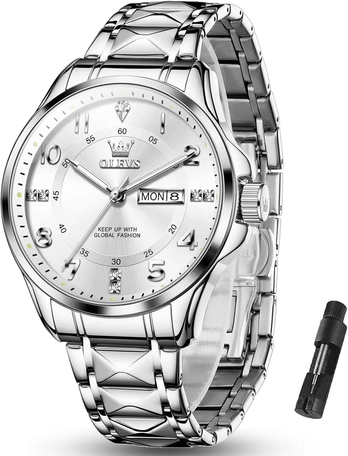 OLEVS Watches for Men,Mens Watch Large Wrist,Roman Numerals Men Watch,Chronograph Watches for Men,Luxury Watches for Men,Diamond Watches for Men,Men Watch Waterproof,Relojes para Hombres