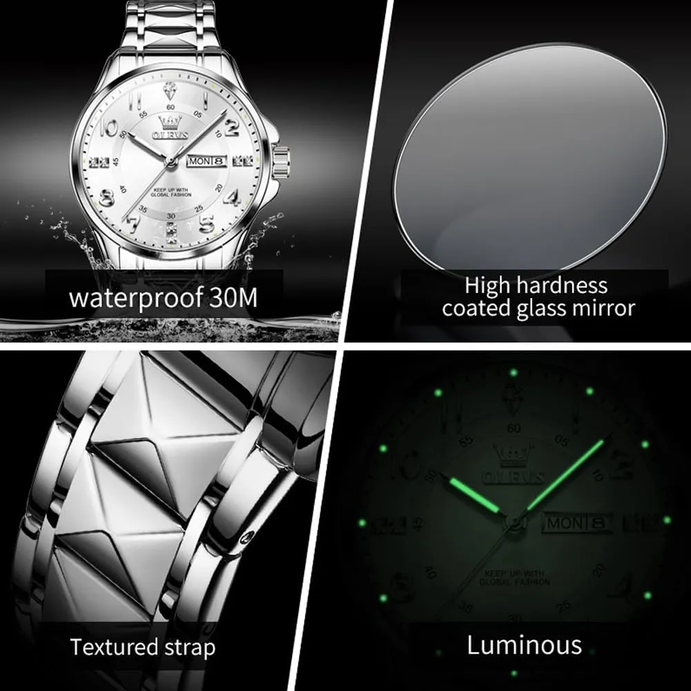 OLEVS Watches for Men,Mens Watch Large Wrist,Roman Numerals Men Watch,Chronograph Watches for Men,Luxury Watches for Men,Diamond Watches for Men,Men Watch Waterproof,Relojes para Hombres
