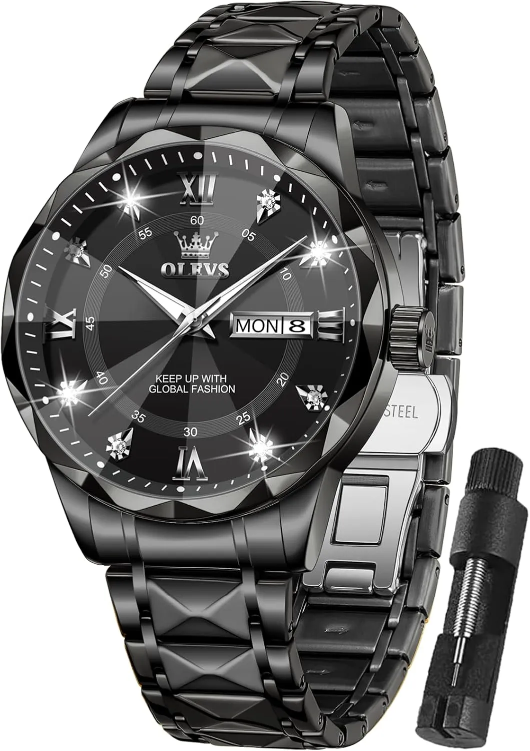 OLEVS Watches for Men,Mens Watch Large Wrist,Roman Numerals Men Watch,Chronograph Watches for Men,Luxury Watches for Men,Diamond Watches for Men,Men Watch Waterproof,Relojes para Hombres