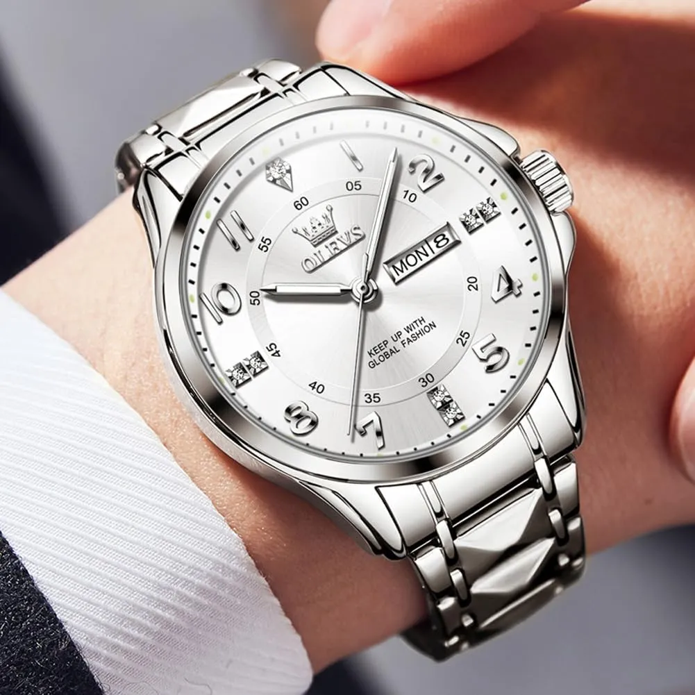 OLEVS Watches for Men,Mens Watch Large Wrist,Roman Numerals Men Watch,Chronograph Watches for Men,Luxury Watches for Men,Diamond Watches for Men,Men Watch Waterproof,Relojes para Hombres