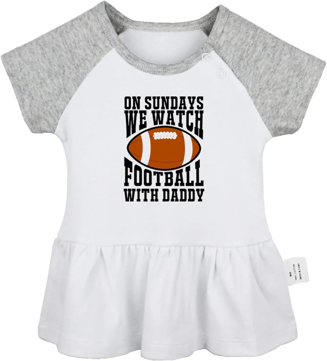 On Sundays We Watch Football with Daddy Funny Dresses Infant Baby Girls Princess Dress Toddler Kids Cute Ruffles Skirts