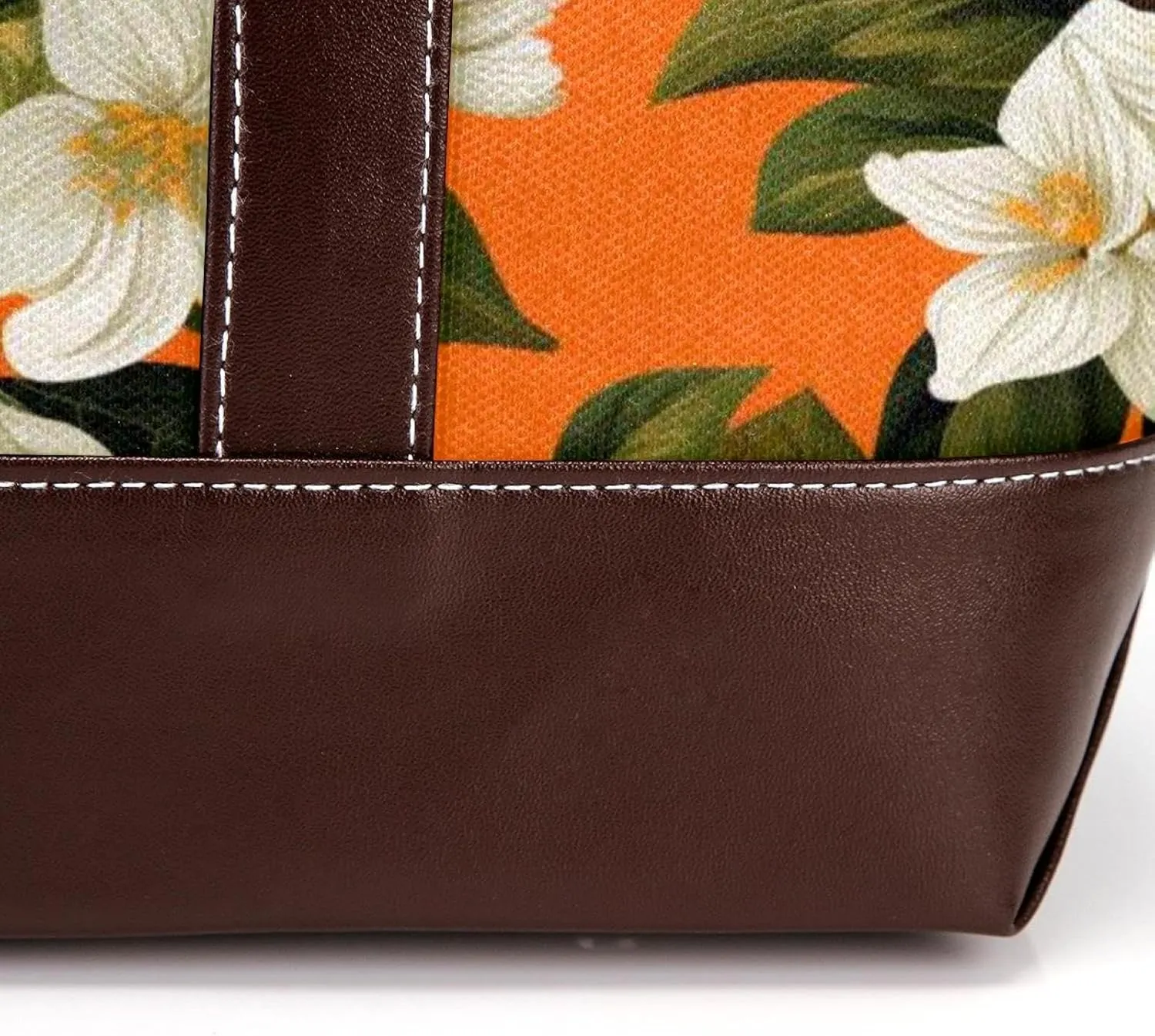 Oranges and Flowers-1783 Tote Bags Durable Leather Canvas Purses and Handbags for Women Top Handle Shoulder Satchel Hobo Bags