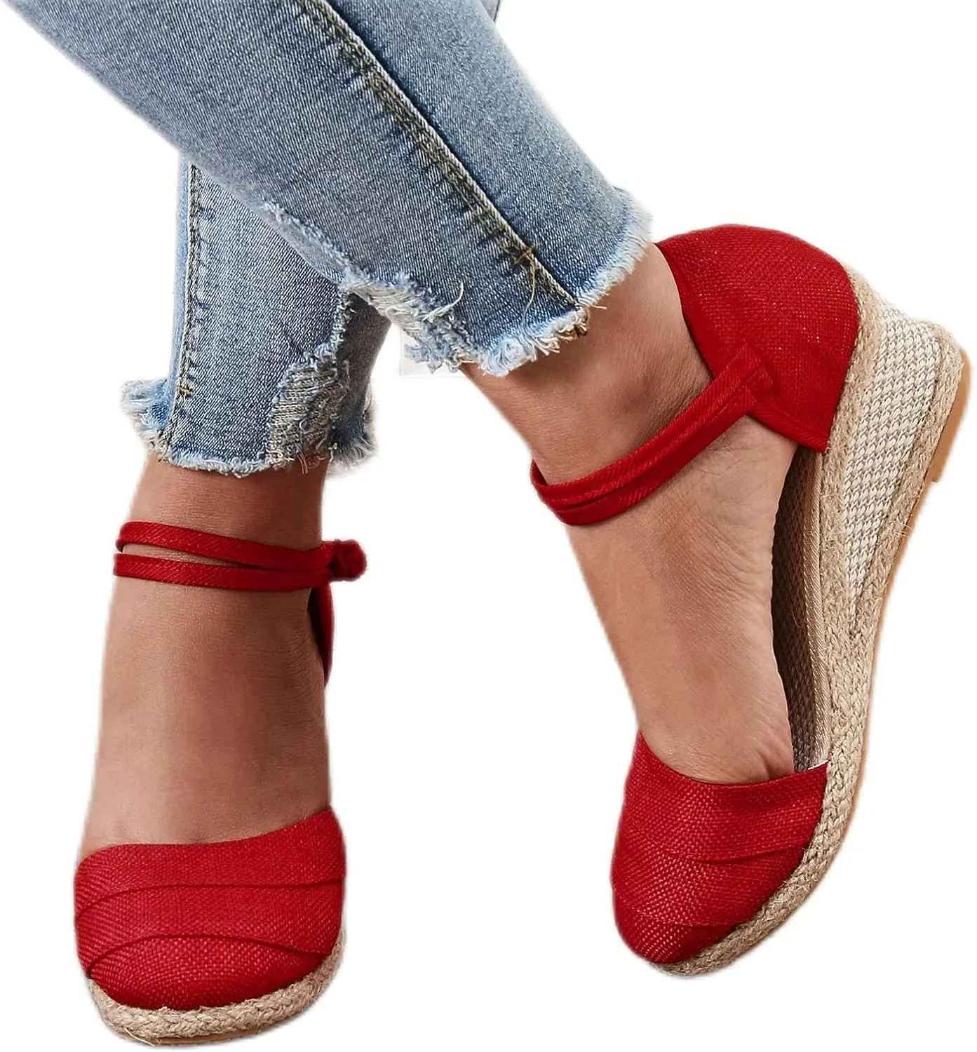 Orthopedic Platform Sandals for Women Dressy Summer, Women's Ankle Strap Closed Toe Espadrille Wedge Sandals Dressy Platform Wedge Sandals Casual Comfortable Shoes (6.5)