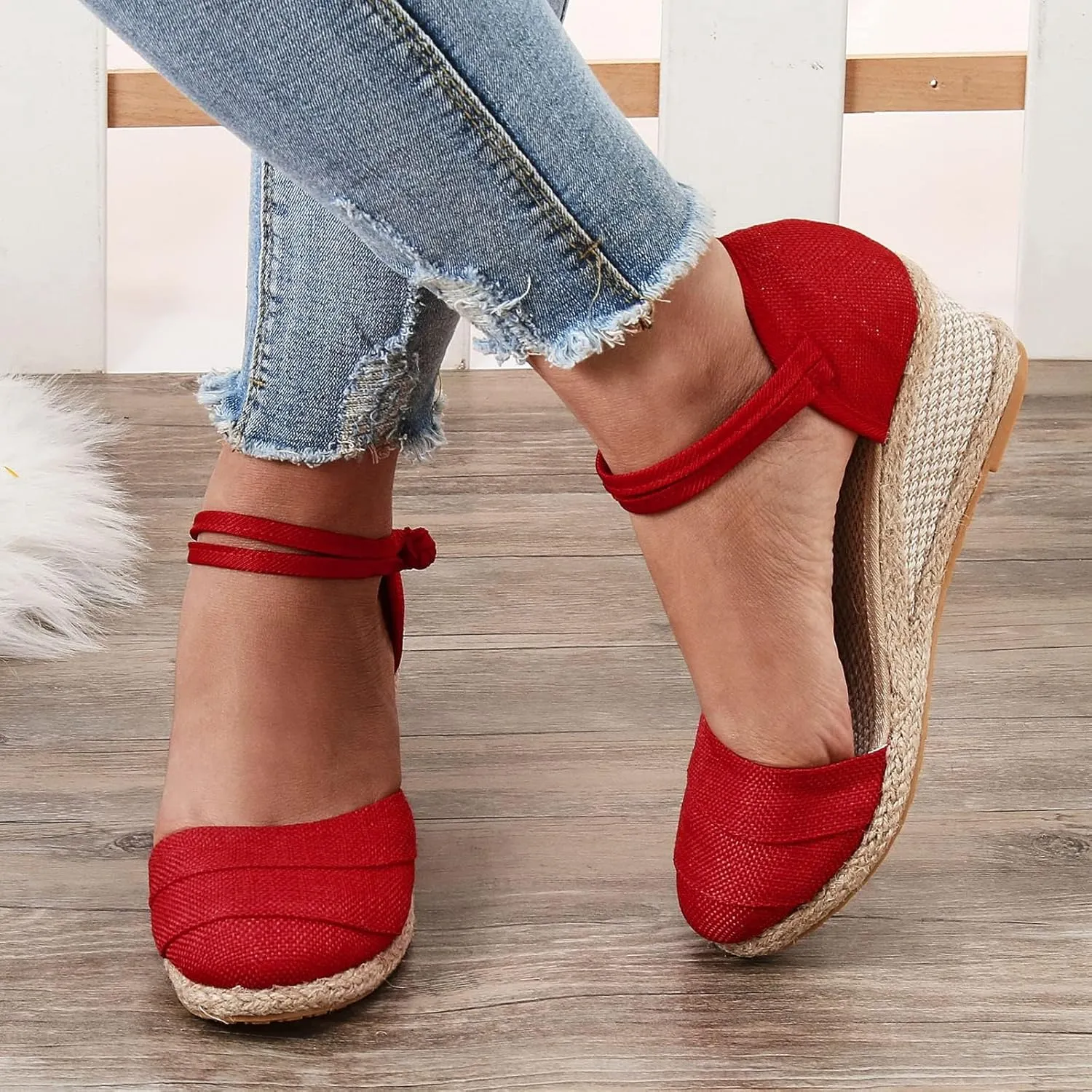 Orthopedic Platform Sandals for Women Dressy Summer, Women's Ankle Strap Closed Toe Espadrille Wedge Sandals Dressy Platform Wedge Sandals Casual Comfortable Shoes (6.5)