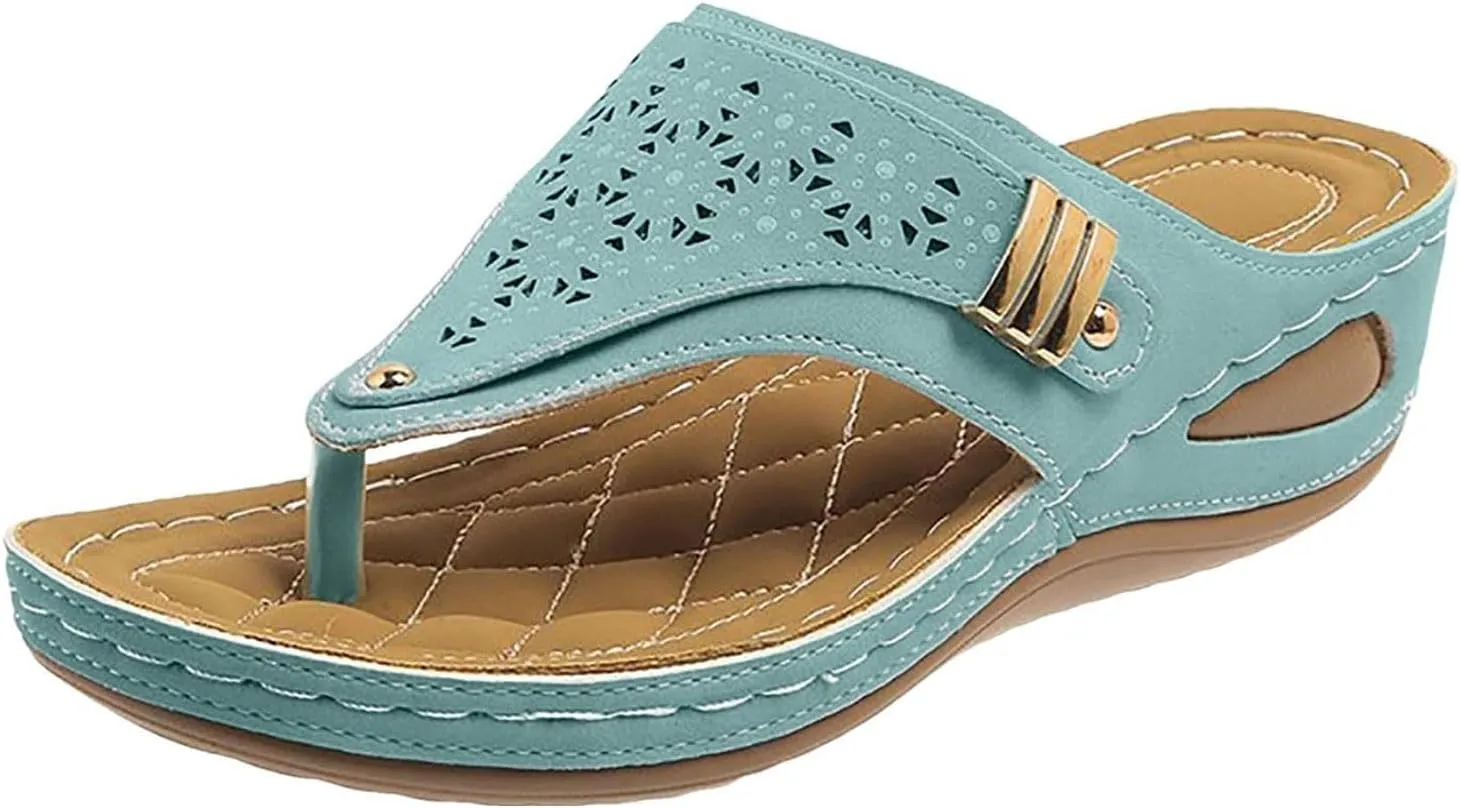 Orthopedic Sandals for Women,Women Orthotic Wedge Sandal,Breathable Mesh Hollow Sports Sandal,Comfortable Walking Shoes Anti-Slip Arch Support Wedges Sandals Summer Beach Shoes