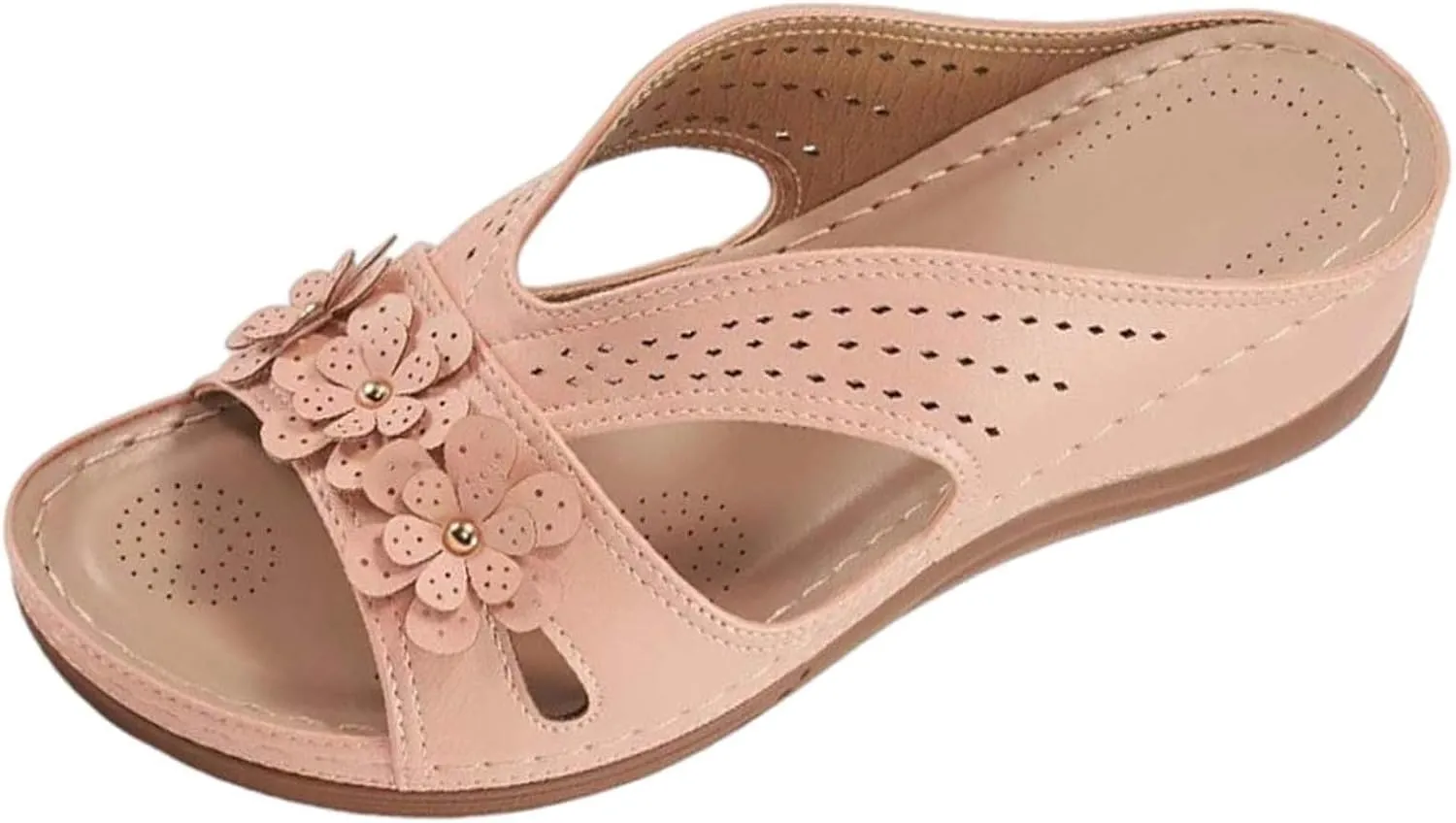 Orthopedic Wedge Sandals for Women 2025,Memory Foam Comfortable Slides Slip On Sandals Dressy Summer Beach Lightweight Platform Shoes Orthopedic Open Toe Arch Support Slippers(Brown)