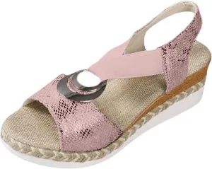 Orthopedic Wedge Sandals for Women Open Toe Ankle Strap Sandals Arch Support Espadrilles Wedges Sandal Comfortable Dressy Summer Shoes Fashion Casual Beach Sandal with Metal Buckle