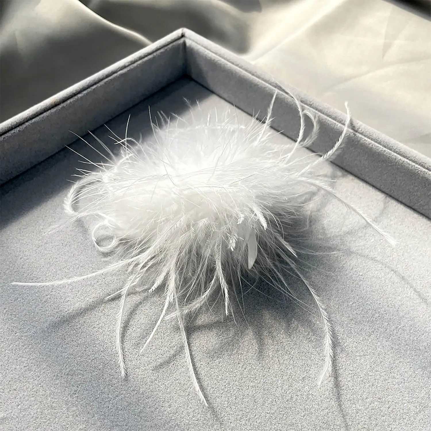 Ostrich Feather Brooch Corsage Pin for Women Girls Headpieces Hair Clips