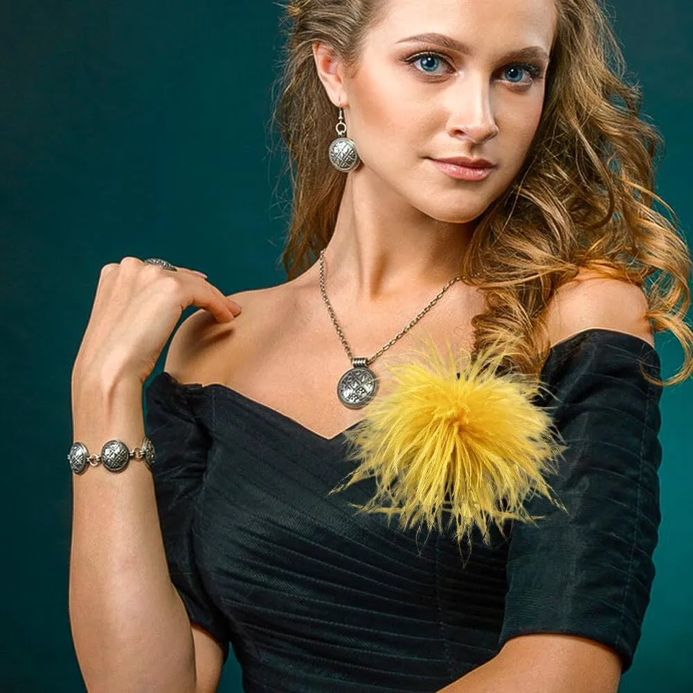 Ostrich Feather Brooch Fashion Brooch Pins Corsage Hair Clip Headwear Hairpin Hairband for Derby Hat Cocktail Party