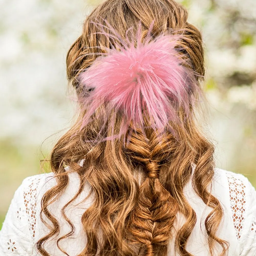 Ostrich Feather Brooch Fashion Brooch Pins Corsage Hair Clip Headwear Hairpin Hairband for Derby Hat Cocktail Party