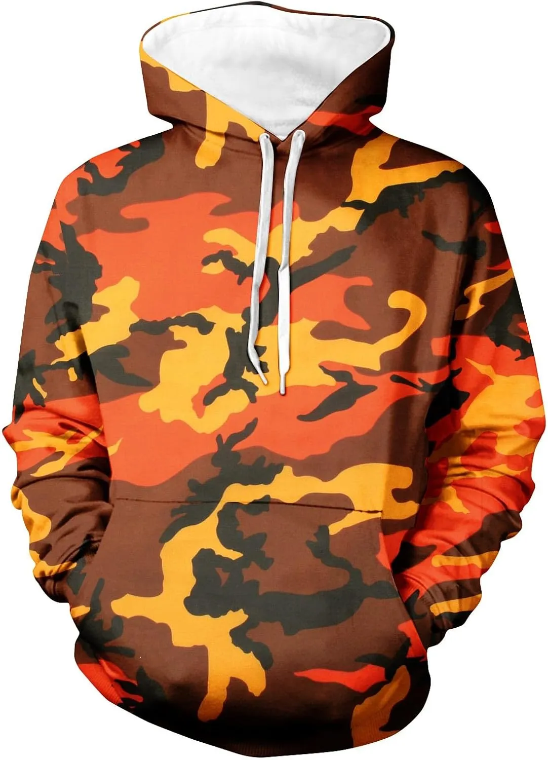 Oversized Hoodie Men Print Plush Warm Fleece Casual Pocket Sweater Winter Coat