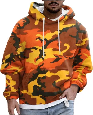 Oversized Hoodie Men Print Plush Warm Fleece Casual Pocket Sweater Winter Coat