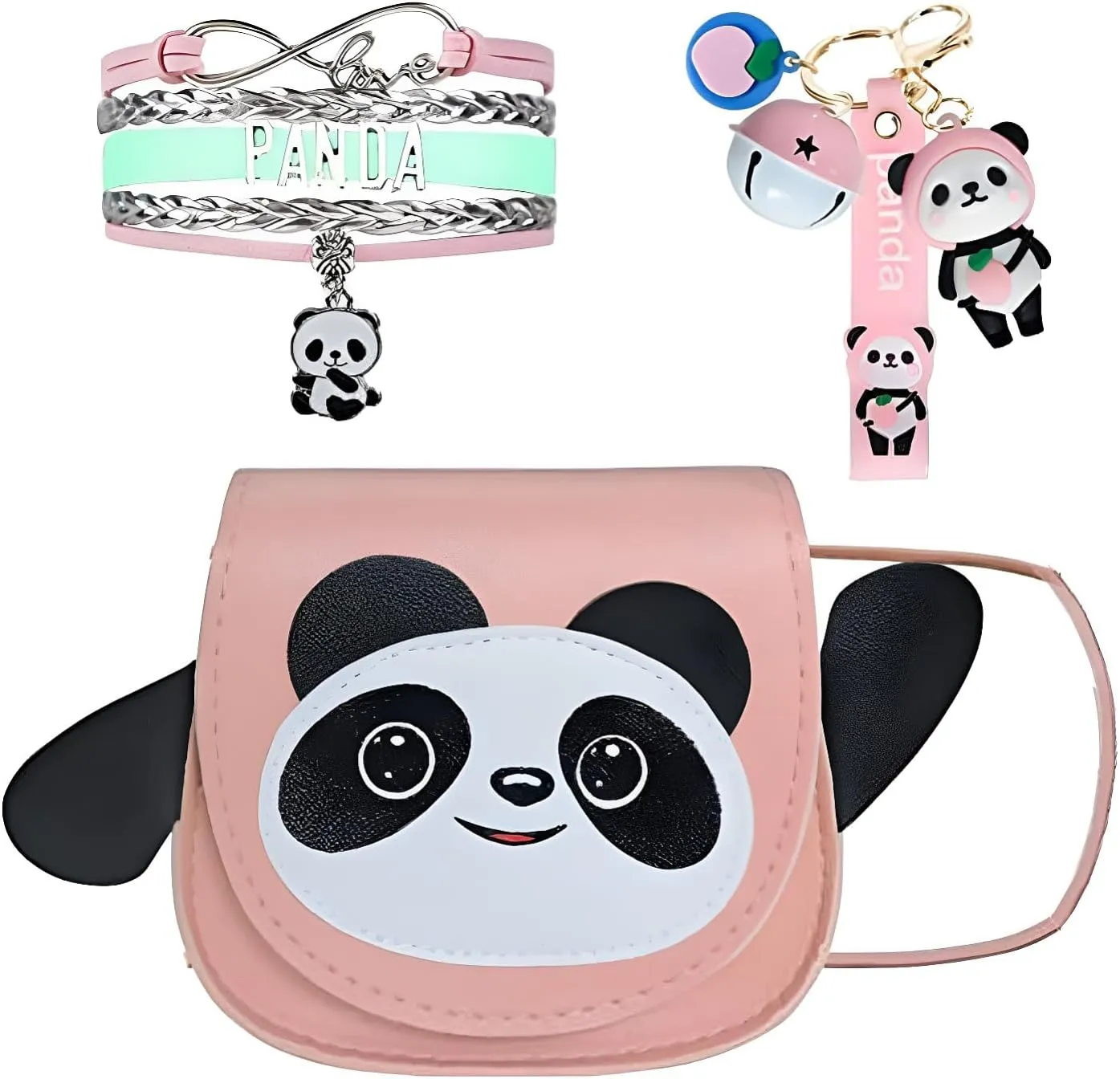 Panda Purses: Crossbody & Coin Purse for Kids, Bracelet & Keychain for Girls