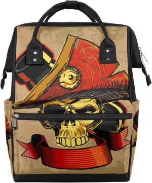 Pirates Skull Doodle Diaper Bag Tote Large Capacity Waterproof with Adjustable Shoulder Strap and Pram Straps Mommy Bag for Hospital Beach Weekender Travel