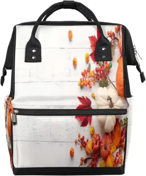 Plant Pumpkin Diaper Bag Tote Large Capacity Waterproof with Adjustable Shoulder Strap and Pram Straps Mommy Bag for Hospital Beach Weekender Travel